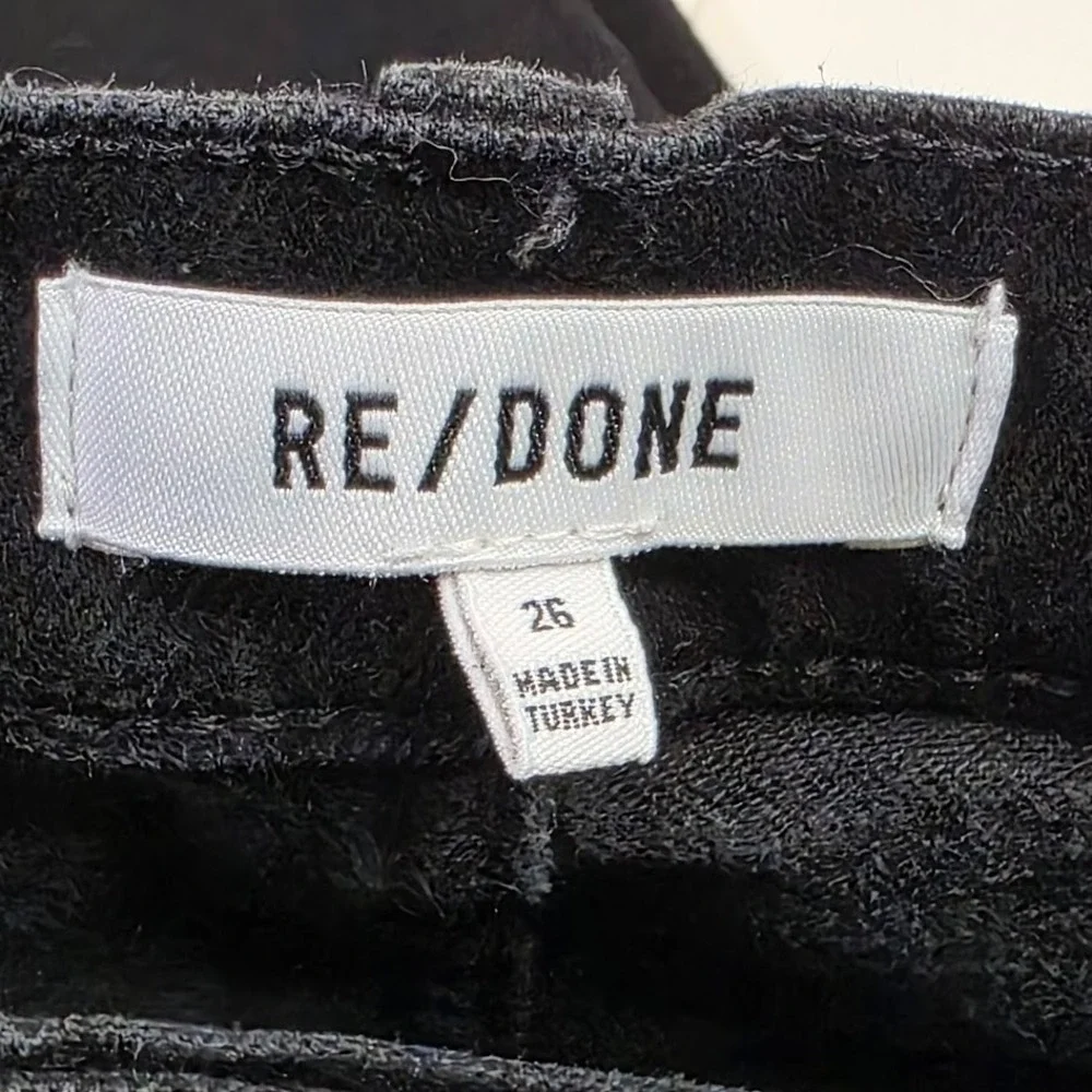 RE/DONE High Rise Ankle Crop Jeans 26 Faded Black Raw Hem Button Fly‎ 189-3WHRAC